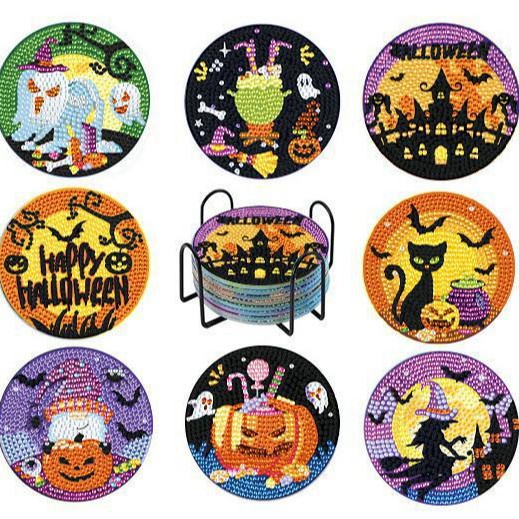 Transfronterizo nueva serie de Halloween 2026 pintura de diamantes diy cojín de tazas hecha a mano colgante llavero pegado diamante refrigerador