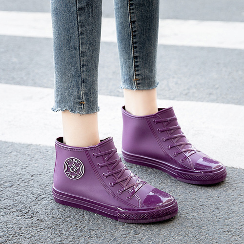 Fashionable Short Waterproof Shoes for Women Adults Anti-Slip Kitchen Rain Boots with Fleece Warmth for Students Versatile Trendy
