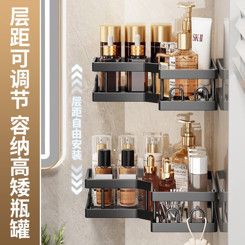 Estante de esquina de baño sin perforación Estante de esquina Estante de almacenamiento montado en la pared Gel de baño Cesta de almacenamiento al por mayor
