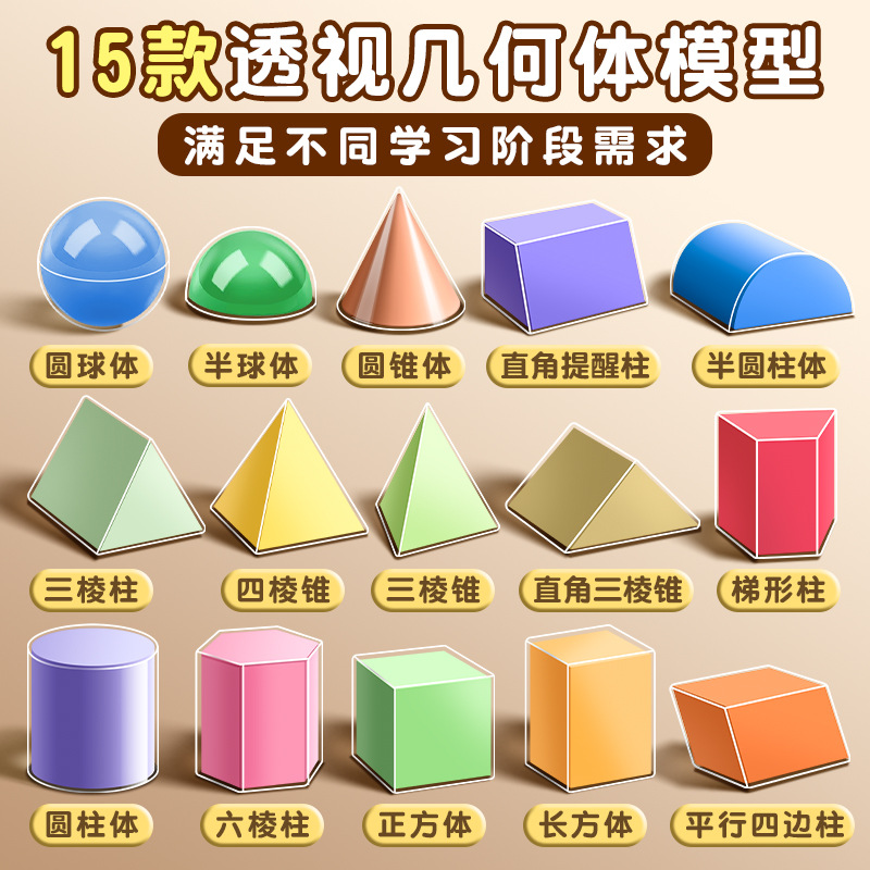 Modelo de demostración de geometría transparente Modelo de descomposición de geometría tridimensional Desmontable Grado 1 2 3 4 5 6 Transparente