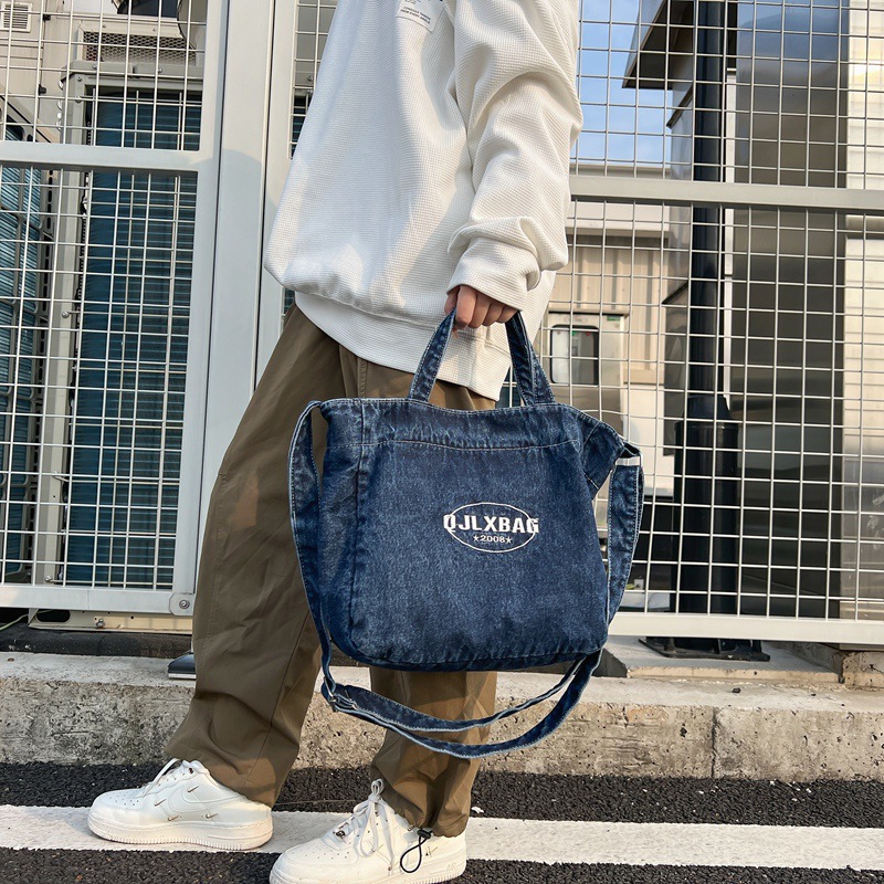 Bolso de hombro de mezclilla de gran capacidad para mujer 2024 nuevo bolso de arte para estudiantes universitarios casuales