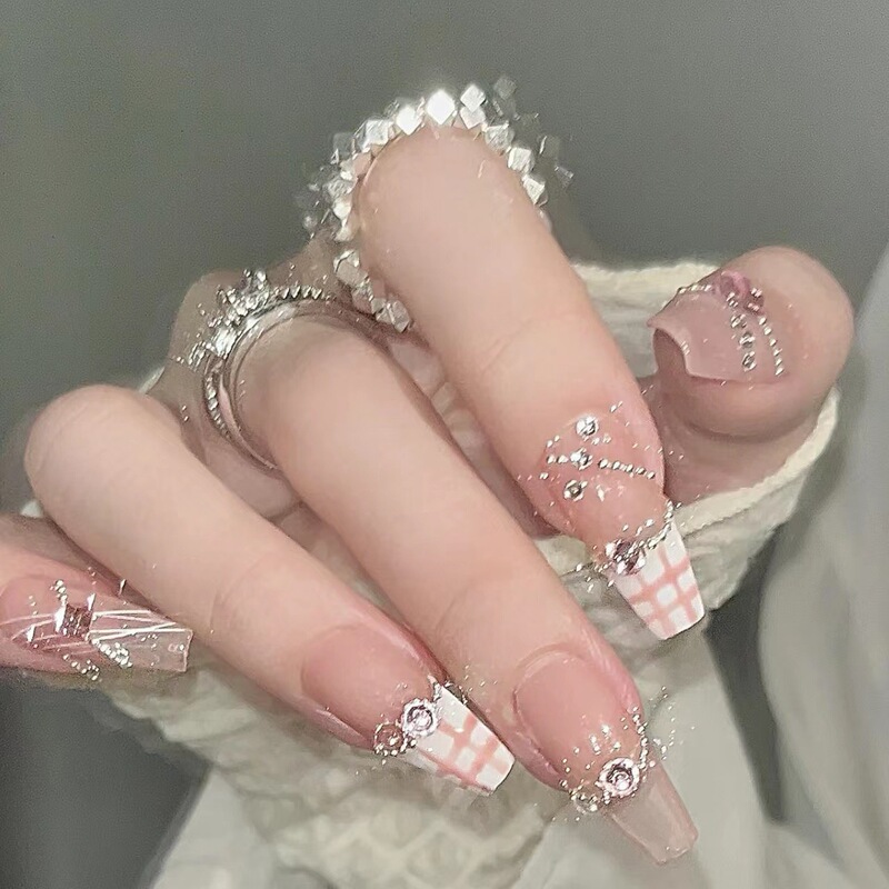 夏日新款美甲穿戴甲ins高级纯欲风穿戴式美甲贴指甲贴片短款|undefined
