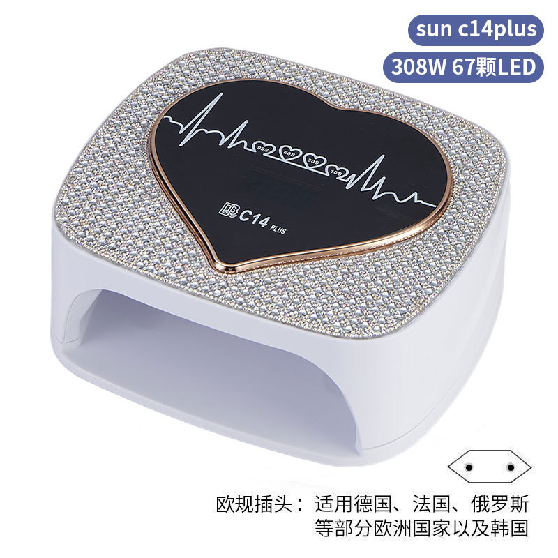 Lámpara de manicura inteligente de alta gama de luz de terapia de diamante 256W de alta potencia de pegamento de vinilo lámpara de horneado de dos manos secador de uñas transfronterizas
