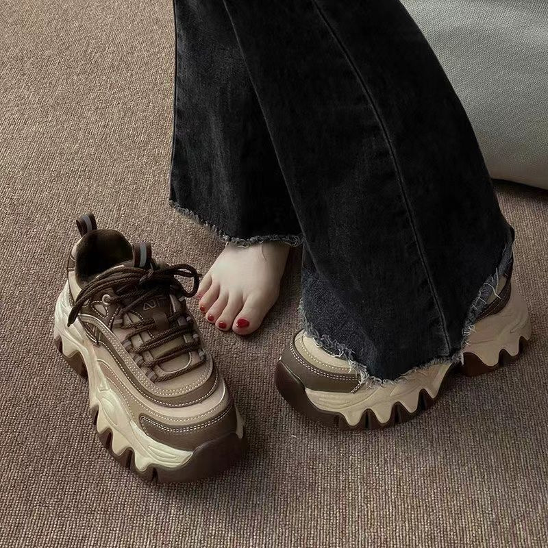 Tēta apavi sievietēm, mazas pēdas, jaunas, slinkas platformas kurpes, mafina apavi, ikdienas sporta apavi_voghion.com