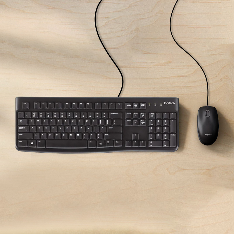 (Logi)Mk121P Wired Keyboard and Mouse Set, Same Model as Mk120, Splash-Proof Office Keyboard and Mouse USB