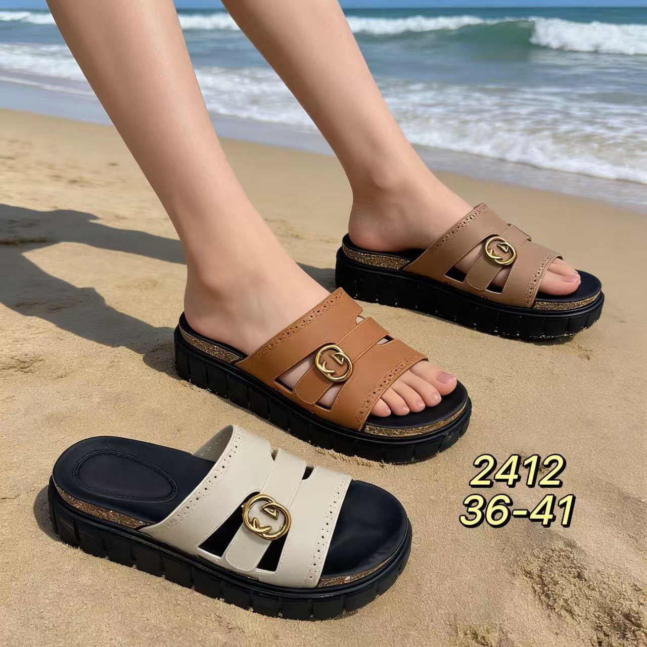 跨境厚底拖鞋女士韩版ins潮平底交叉带户外潮流PCU软底休闲凉拖鞋