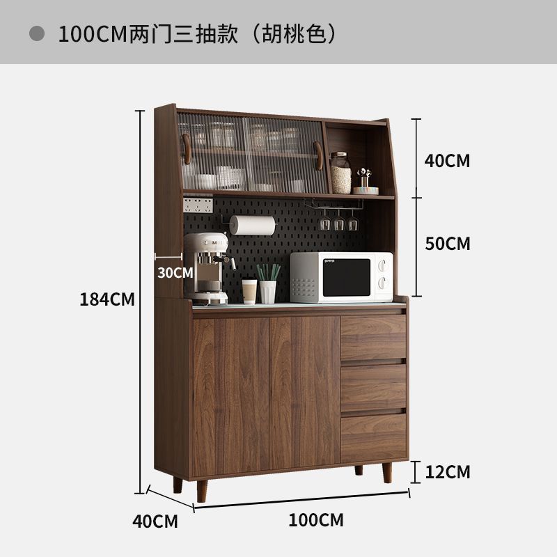 实木餐边柜一体靠墙岩板现代客厅酒柜茶水柜多功能厨房储物收纳柜|undefined
