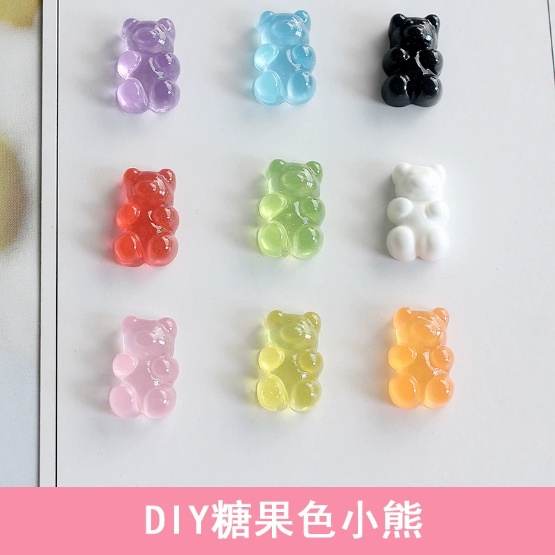 Прозрачные аксессуары, материал, аксессуар для manicure из волос, ожерелье, подвеска, ручка, чехол для телефона, с маленькими медведями, ручная работа
