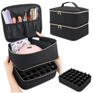 Amazon Black Nail Polish Storage Bag Essential Oil Manicure Supplies Baking Lamp 30 Bottles Storage Box