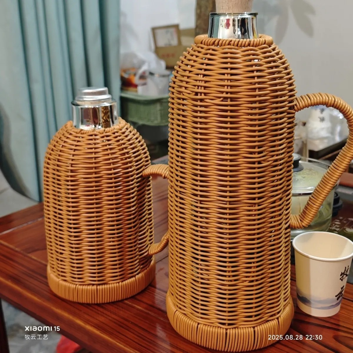 Rattan hot water bottle household handmade traditional cork kettle…