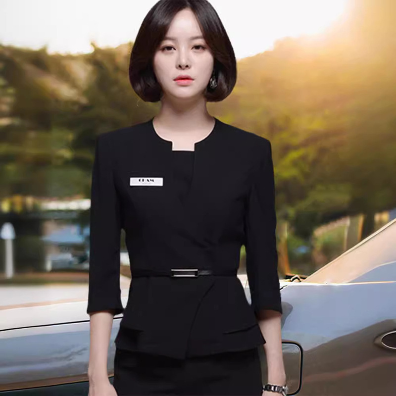 High-end Korean-style medical beauty SPA spa confinement center front desk uniform Korean-style seven-point sleeve embroidery nail art manager uniform