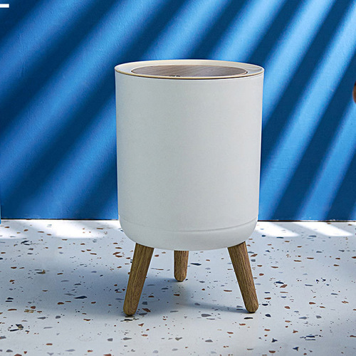 Japanese round lidded garbage paper basket home kitchen bedroom bathroom toilet creative press high foot trash can