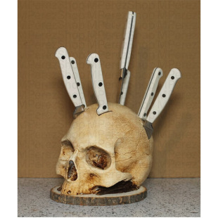 Cross-border New Creative Halloween Knife and Fork Head Resin Crafts Ornaments Home Holiday Party Decoration Supplies