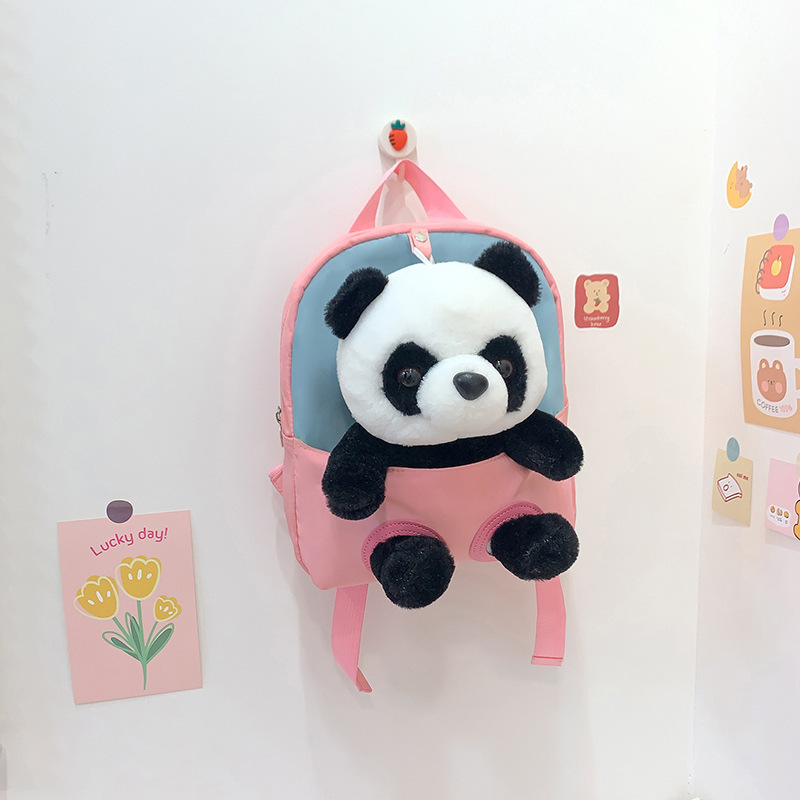 Nueva mochila para niños de dibujos animados lindo panda muñeca mochila de jardín de infantes mochila ligera para niños