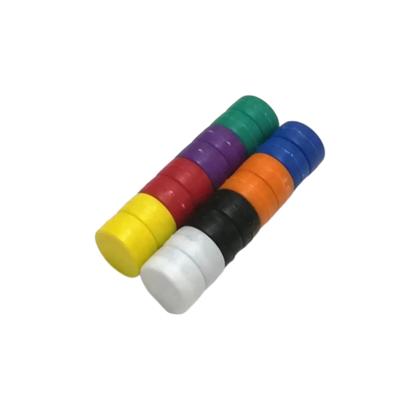 20*4橙色圆形强磁磁扣包胶磁铁双面磁 注塑ABS料防水 多彩冰箱贴