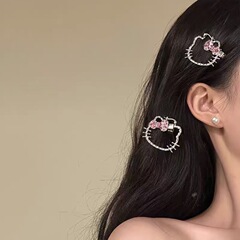 若い女の子〜超光沢のあるピンクのフルダイヤモンド中空ktエッジクリップ女性の甘い気質とユニークなデザインのヘアピンヘアアクセサリー