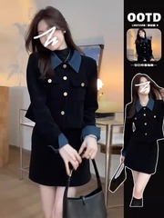 小香赫本风黑色连衣裙子2025秋冬季新款女装今年流行漂亮套装短裙