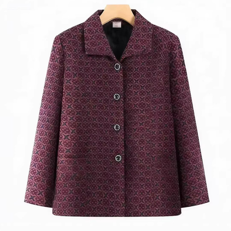 New Style Middle-Aged Women's Outerwear, Spring and Autumn Long-Sleeve Cardigan, Loose-Fitting Tops for Elderly Women [Free Shipping in Some Areas]