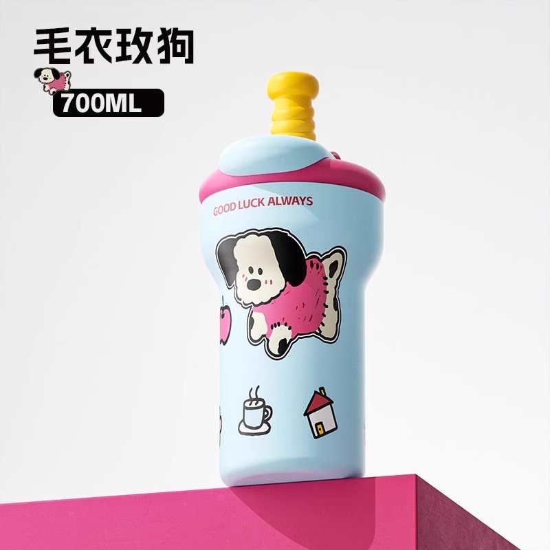 奇古堂陶瓷保温杯女生高颜值可爱动物图案冰霸吸管杯跨境专供杯子|undefined