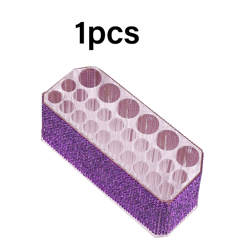 Diamantes de lujo acrílico 26 agujeros estante de lápiz de maquillaje agujeros grandes lápiz de ceja transparente lápiz de ojos delineador caja de almacenamiento de acabado estante de exhibición