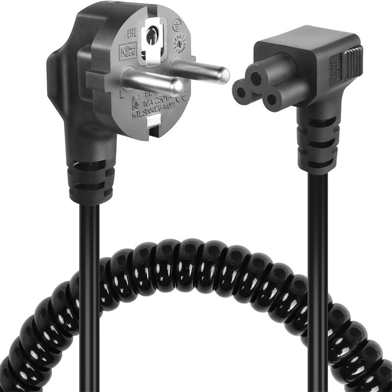 CEE7至C5卷绕电缆，电源线90度3针，直角便携式电源线与米老鼠插