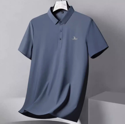 2024 seamless polo shirt short sleeve men's ice silk lapel T-shirt summer new top clothes
