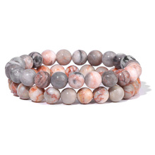 8mm石头珠子手链男女两件套复古文艺风情侣款手串2024欧美跨境款