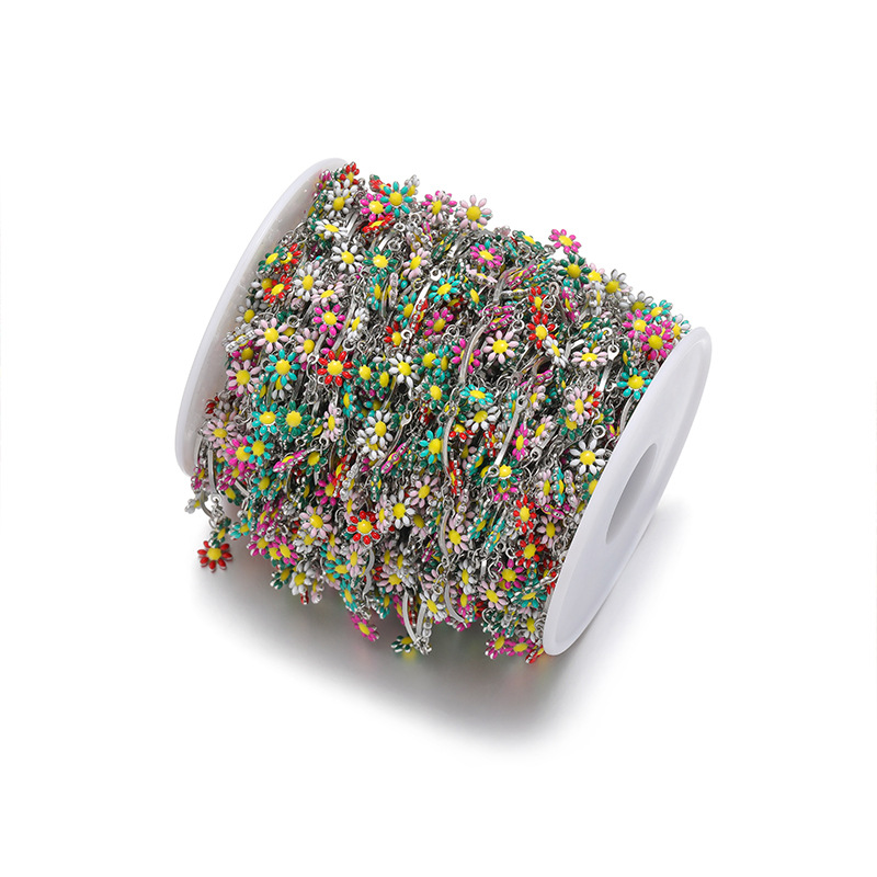 1 Piece Foot Daisy DIY Jewelry Accessories Bracelets Anklet 304 Stainless Steel Enamel Women's Sweet Pastoral DIY Jewelry Accessories Bracelets Anklet display picture 9