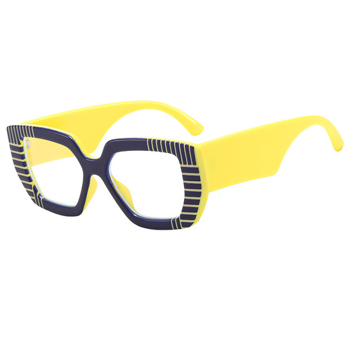  new cross-border modern striped wide-leg glasses frame European and American trendy decorative anti-blue light flat mirror BL906