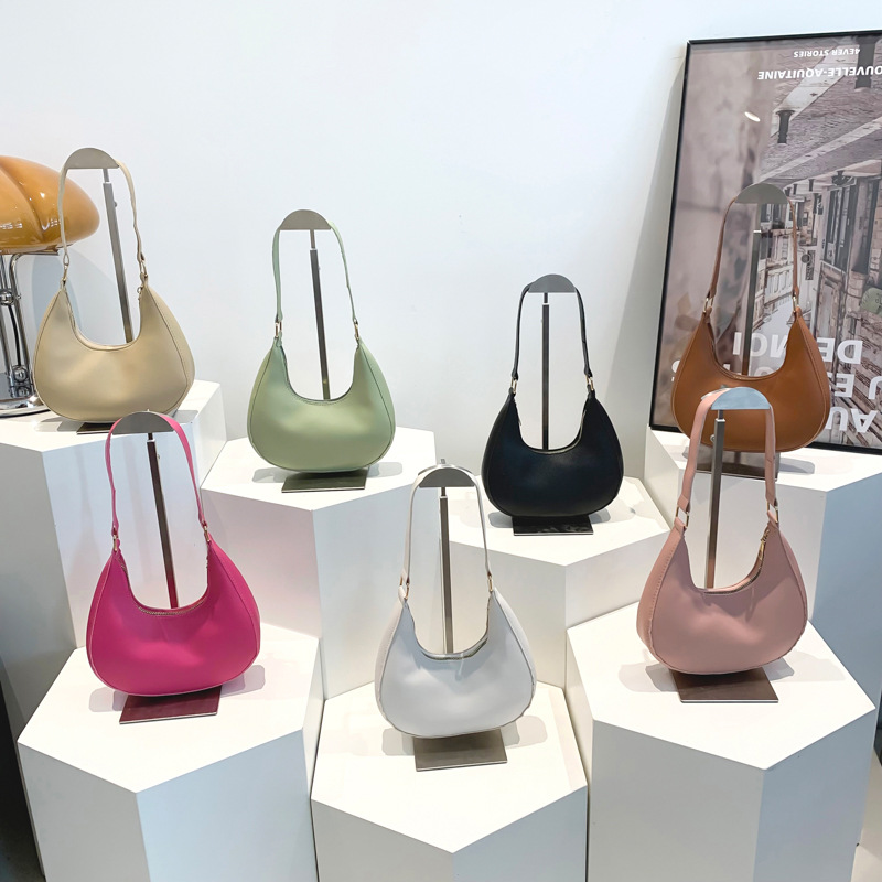 小众设计手提包包女2025春夏新款时尚休闲月牙包纯色腋下单肩包女