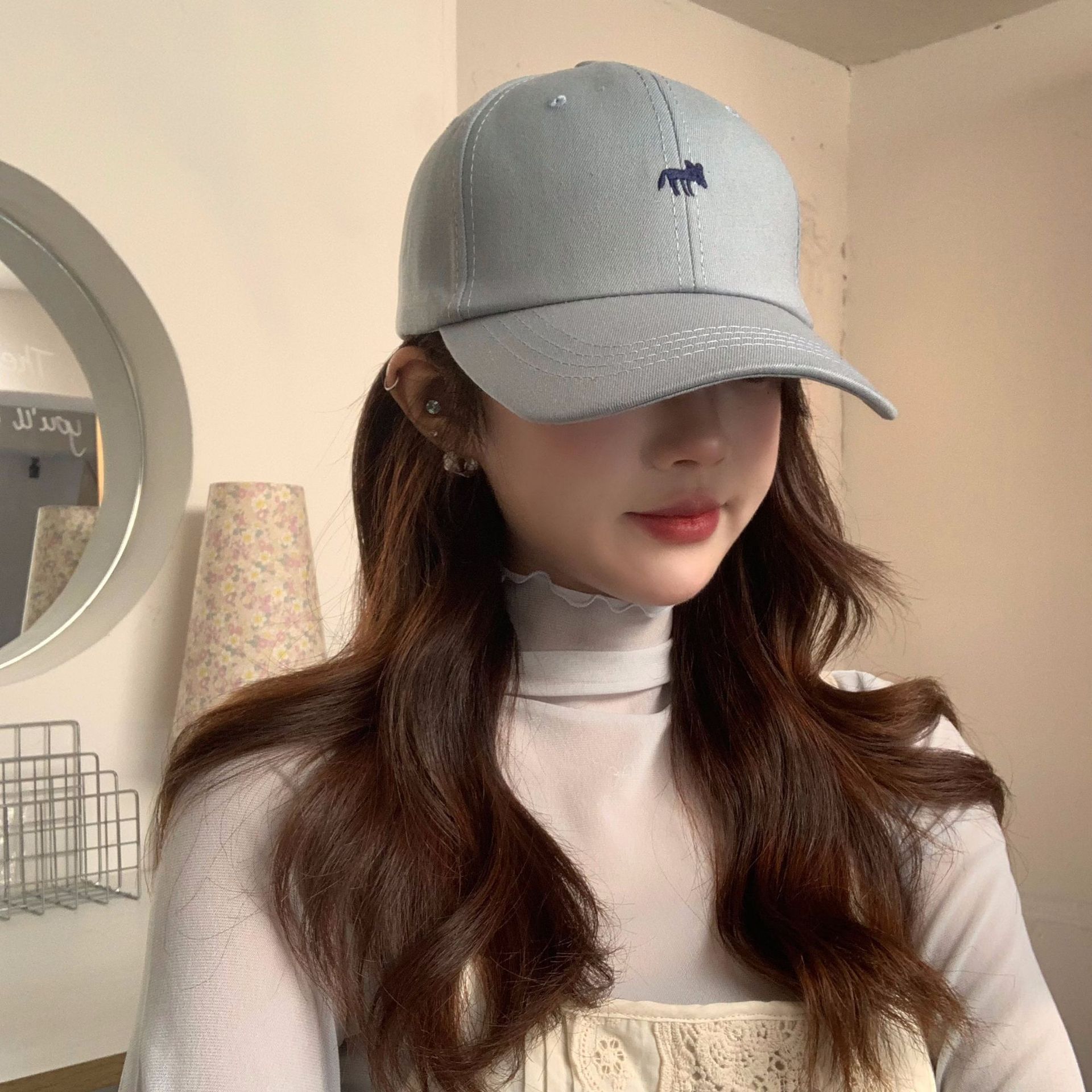 Nuevo pequeño zorro bonito bordado sombrero de béisbol primavera y verano nuevo estilo coreano instilo estilo gay de moda cara pequeña