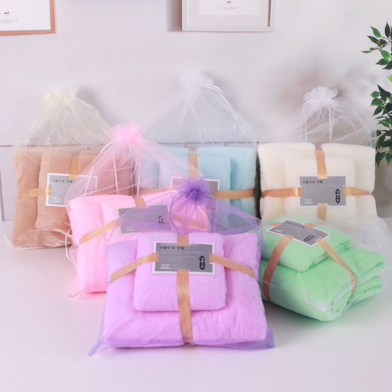 Factory spot high density coral fleece towel bath towel mother and child set company activity gift return business super logo Factory spot high density coral fleece towel bath towel mother and child set company activity gift return business super logo