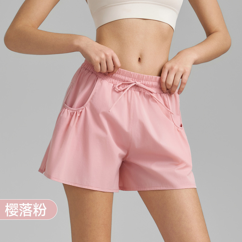 露出防止速乾ヨガショーツ、着痩せフィットネスパンツ、花柄ポケット付きスポーツショーツ、女性用アウターウェア、2025年新作|undefined