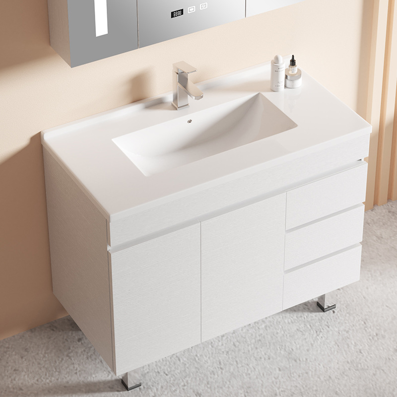 Nórdico inteligente piso gabinete de baño inodoro simple baño de madera sólida lavado cara lavado mano lavabo lavabo gabinete combinación