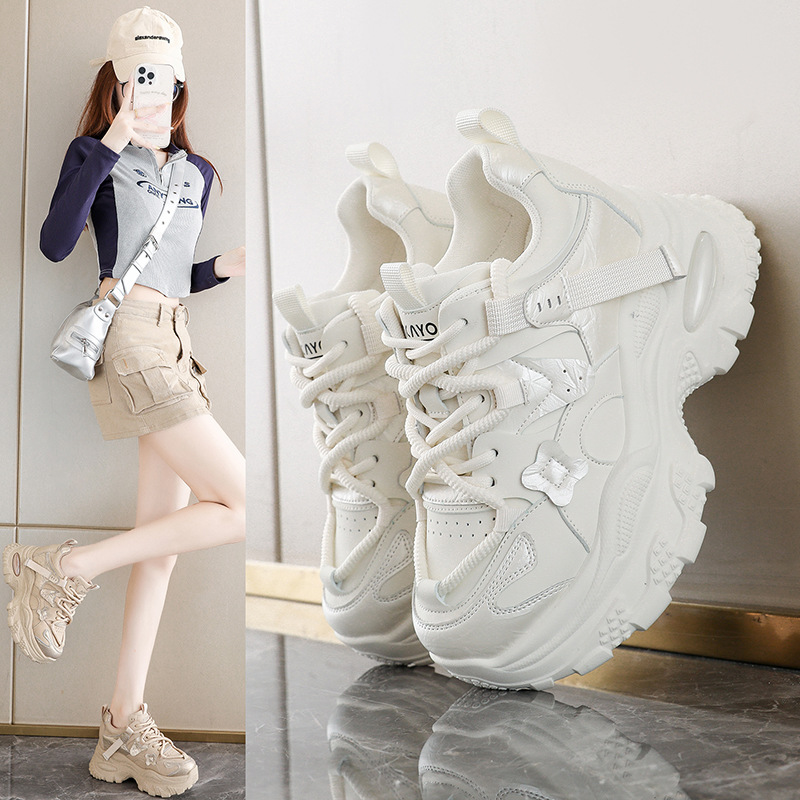 Height-Increasing Shoes for Women 2025 Autumn New Style for Small People, Lightweight and Not Tiring for Feet, Versatile, Fashionable, Breathable, Casual Sports Dad Shoes