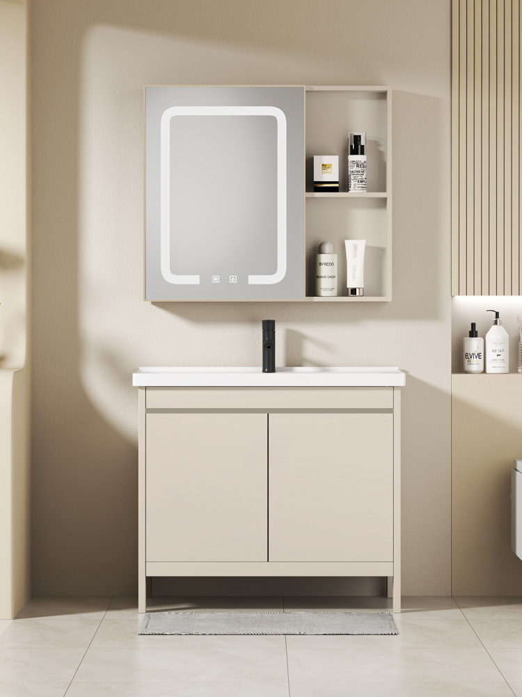 Space Aluminum Balcony Washbasin Bathroom Floor-Standing Washbasin Bathroom Cabinet Combination Washbasin Ceramic Integrated