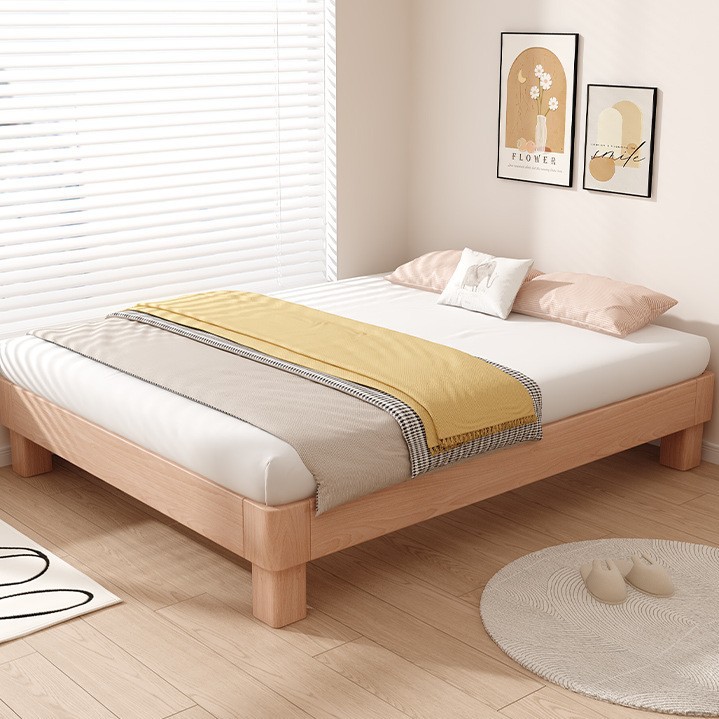 All Solid Wood Headless Bed Frame Tatami Master Bedroom Double Bed Floor Bed Suspended Bed 1m Backless Bed