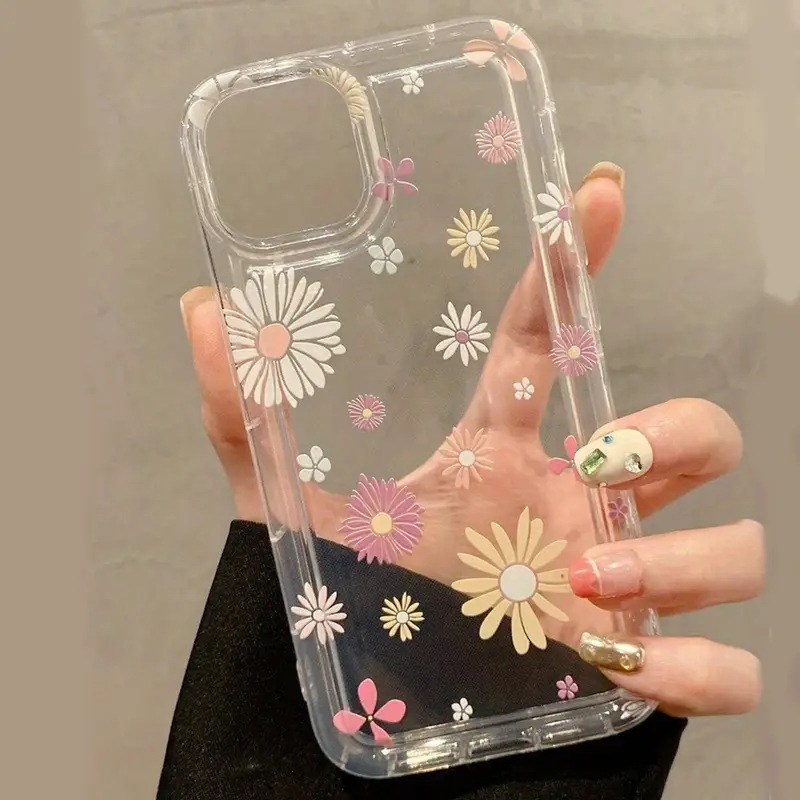 Suitable for Apple 17 Mobile Phone Case Daisy Iphone13/14 Transparent Fresh Flowers 16Promax Cross-Border 12/11