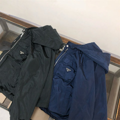 高版本P家春秋新款男士夹克外套普家三角标连帽可拆卸风衣外套男