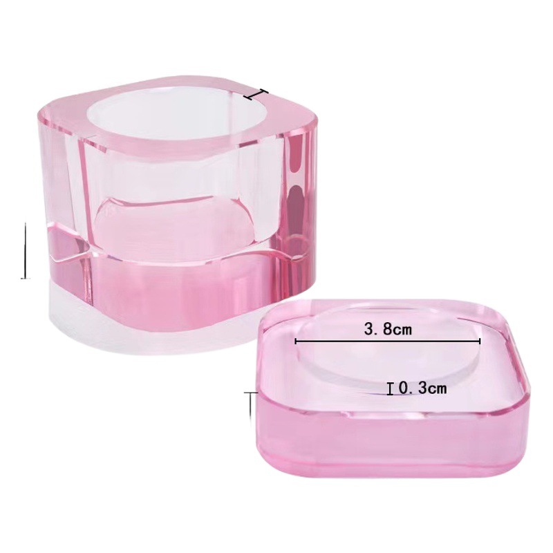 Nuevo arte de uñas de alta calidad engrosado cuadrado anti-colisión taza de cristal con tapa taza de lavado Cristal líquido taza de Arte de uñas