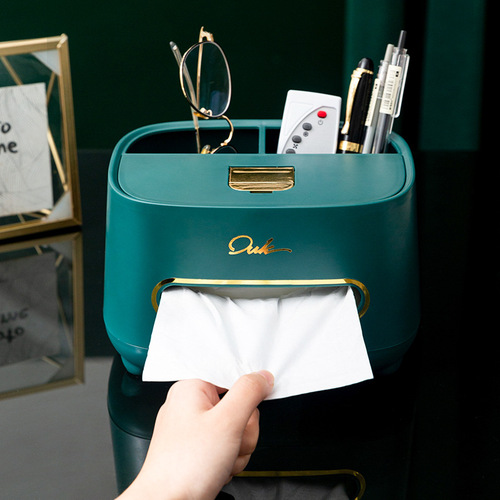 Multifunctional light luxury desktop tissue box home living room coffee table remote control storage tissue box multifunctional tissue box