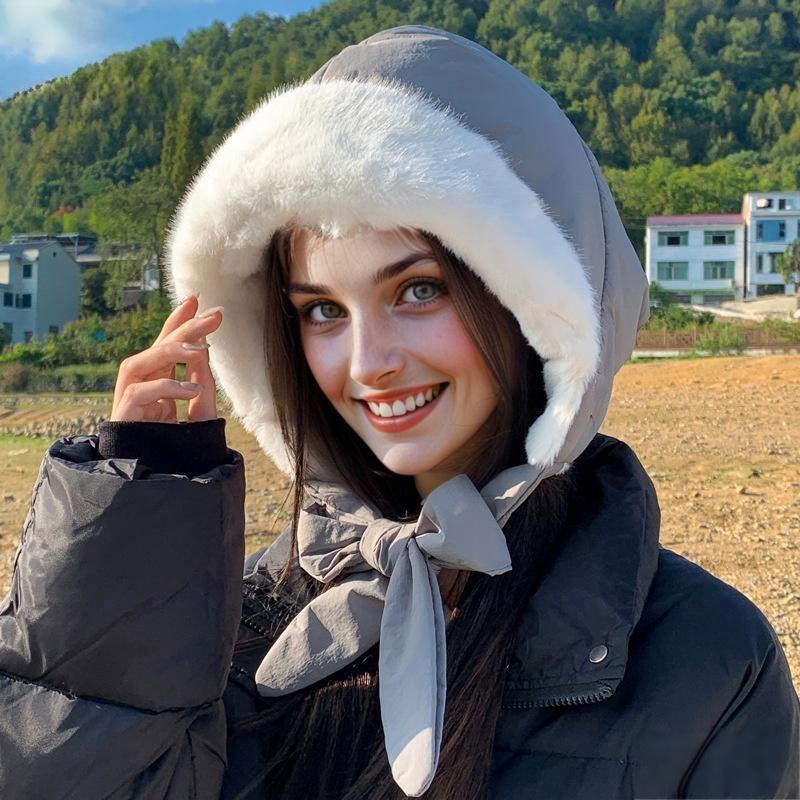 新款一帽两用可当包包保暖护耳帽子女冬季韩版加绒加厚滑雪棉帽子|undefined