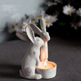 1PC French Country Old Retro Style Winter Hot Rabbit Candlestick Fun Ornaments