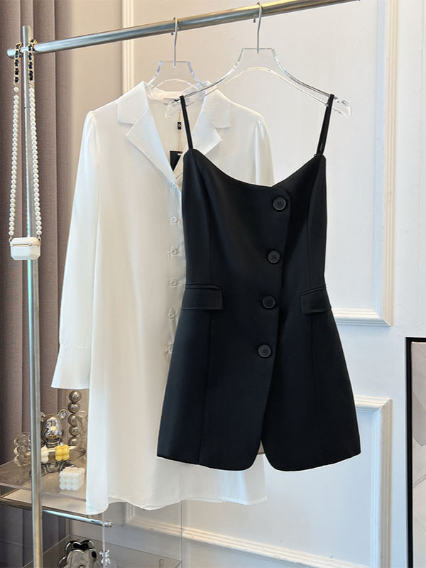 60-150kg Plus Size Two-Piece Long-Sleeved Shirt Suspender Dress Vest Outer Wear for Women 2025 Spring & Fall