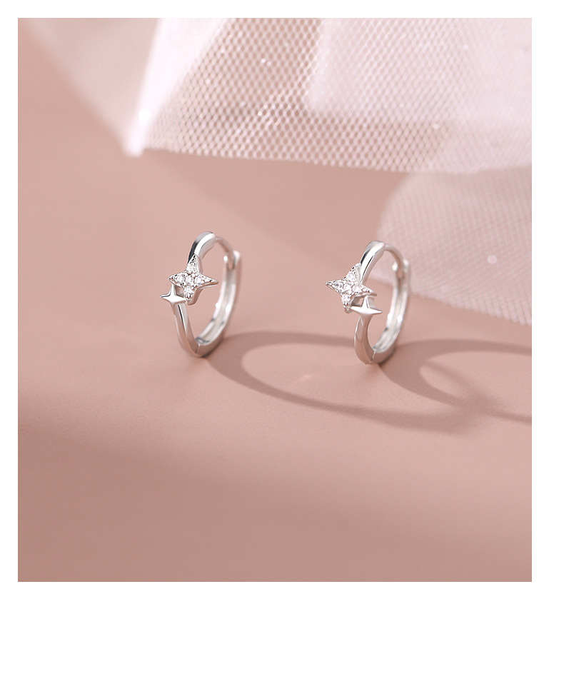 1 Paar Einfacher Stil Einfarbig Inlay Sterling Silber Zirkon Ohrringe display picture 2