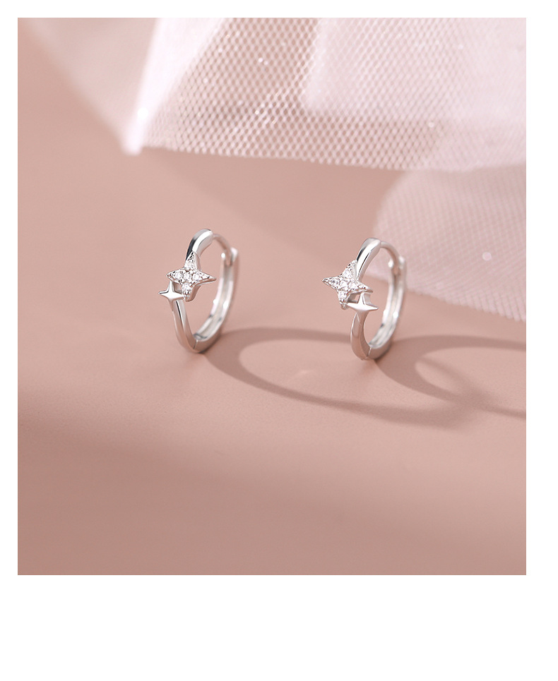 1 Paire Style Simple Couleur Unie Incruster Argent Sterling Zircon Des Boucles D'oreilles display picture 2