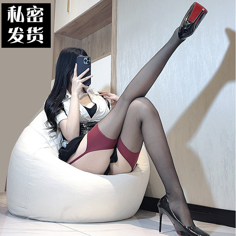 Black Silk Sexy Women's Sling One-piece Lace Over-the-Knee Socks Emotional Long Socks Beautiful Legs Internet Red Black Long Socks