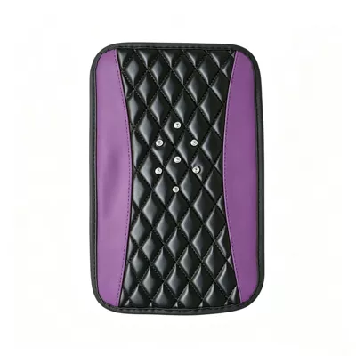 car accessories wholesale, Armrest box pad - diamond-studded-diamond-shaped-purple-armrests