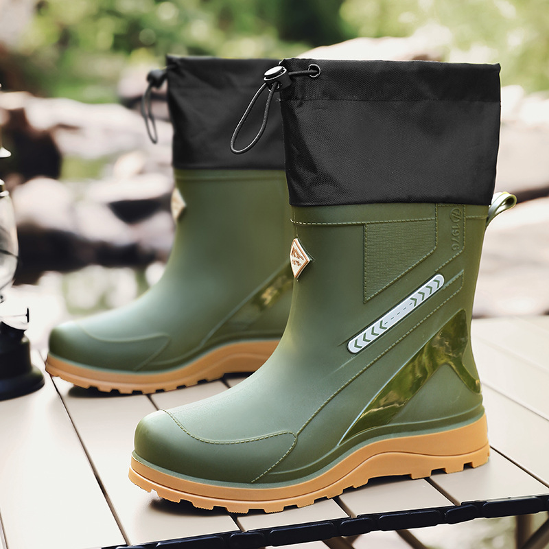 Botas de Lluvia de Caña Media para Hombre de PVC, Impermeables para Pesca