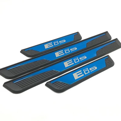 Suitable for Roewe Ei5 Anti-Scratch Modified Exterior Threshold Strips*4 Pieces with Plastic Base, Silver Label, Dazzling Blue, Dazzling Red (Other Automotive Exterior Supplies) - blue